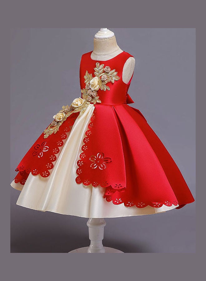 Floral Design Princess Dress Red/White