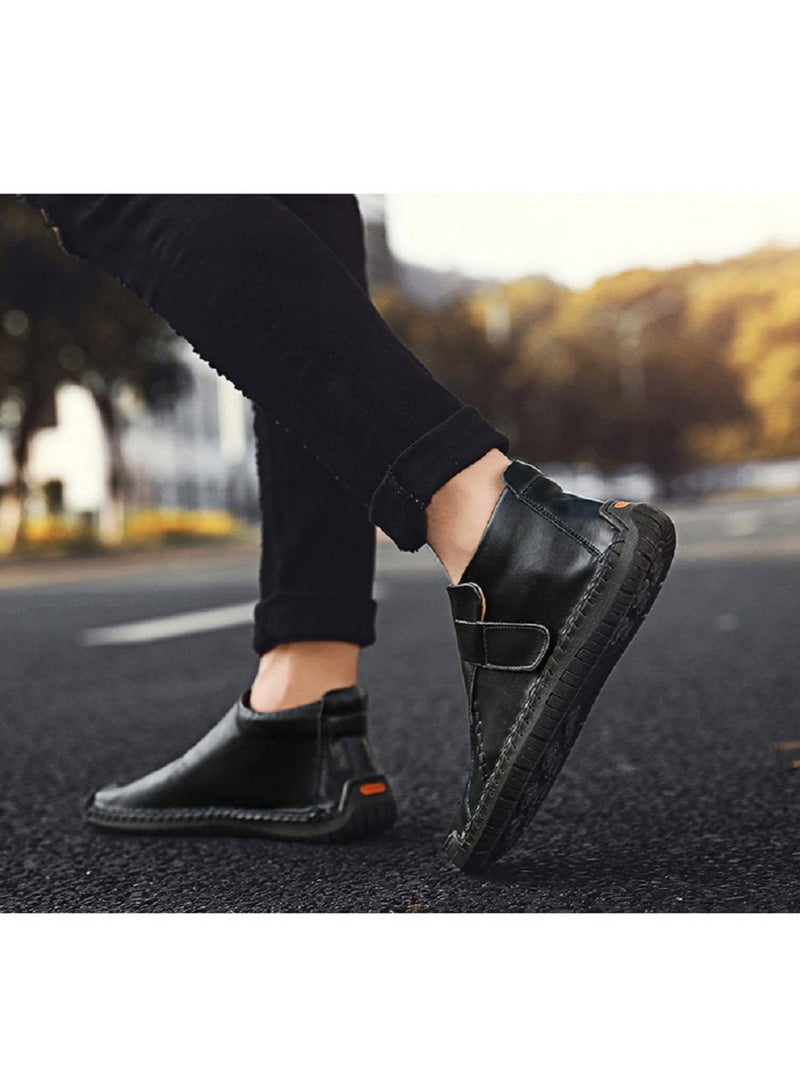 Winter Men's Handmade Casual High Top British Warm Short Boots Add Plush
