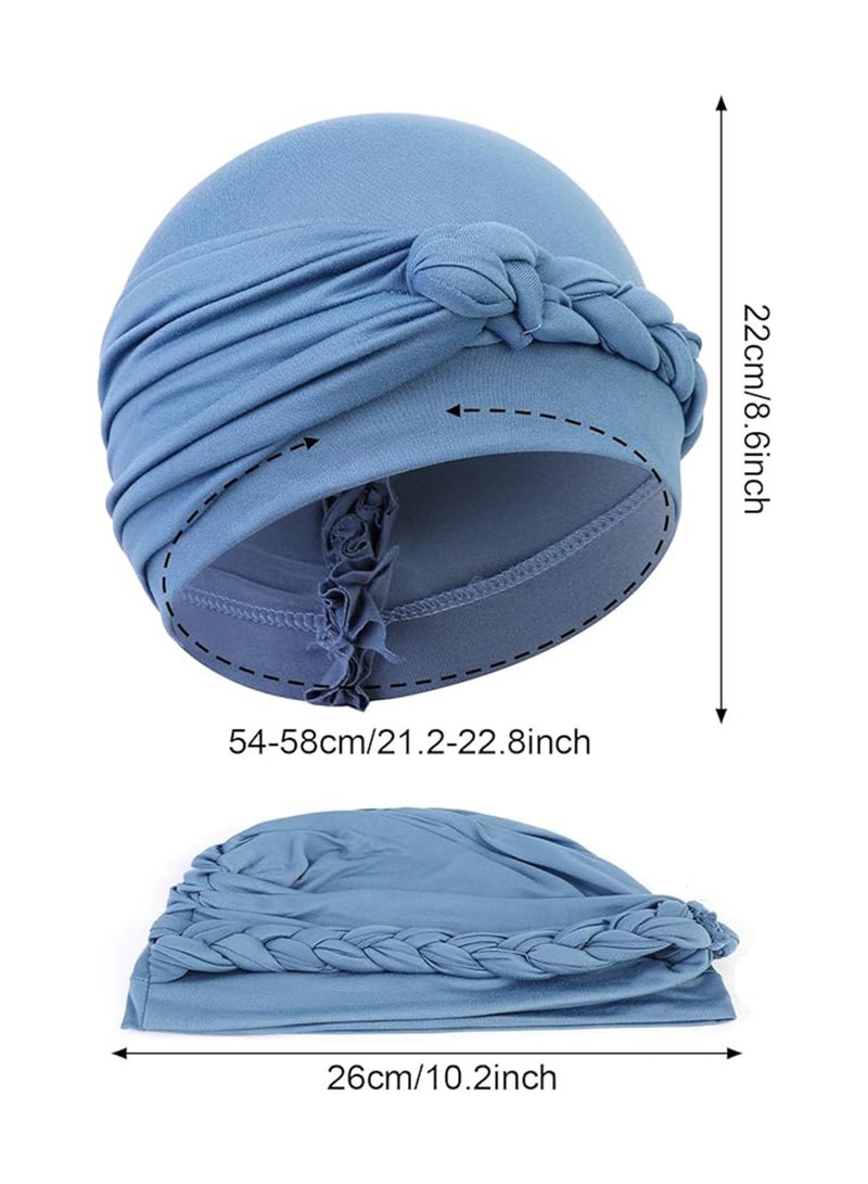 2 Pieces Head Wraps Turban Hats Headwear Twisted Braid Hair Cover Headwrap Hats Sleep Caps for Women Girls