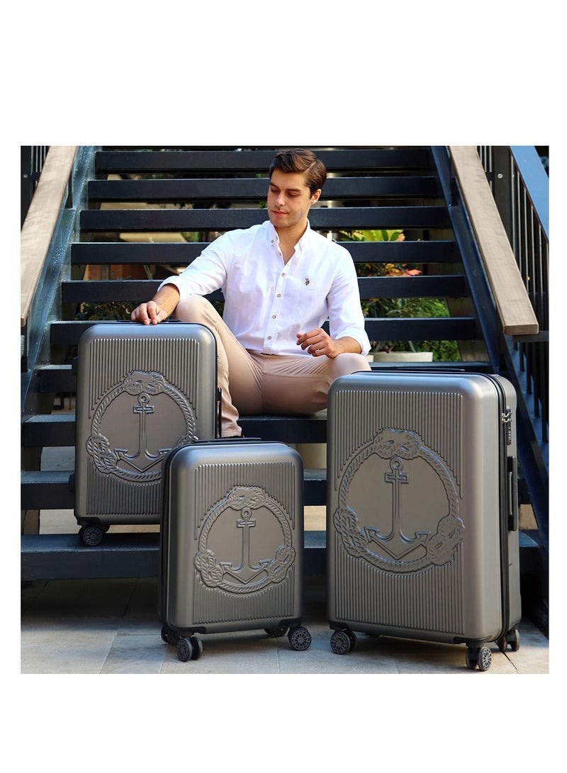 Biggdesign 3 Piece Ocean Design Carry On Luggage Set Gray