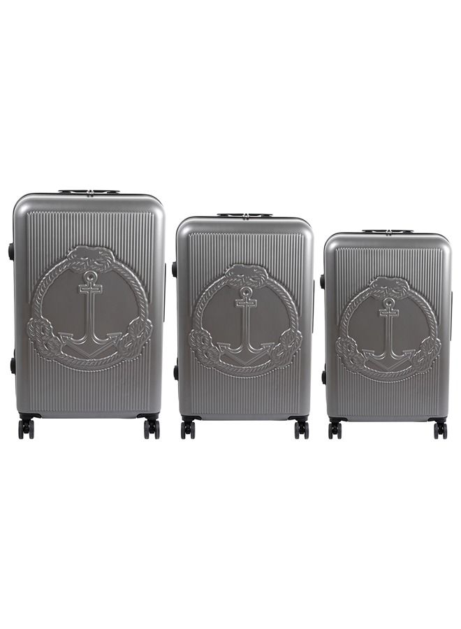 Biggdesign 3 Piece Ocean Design Carry On Luggage Set Gray