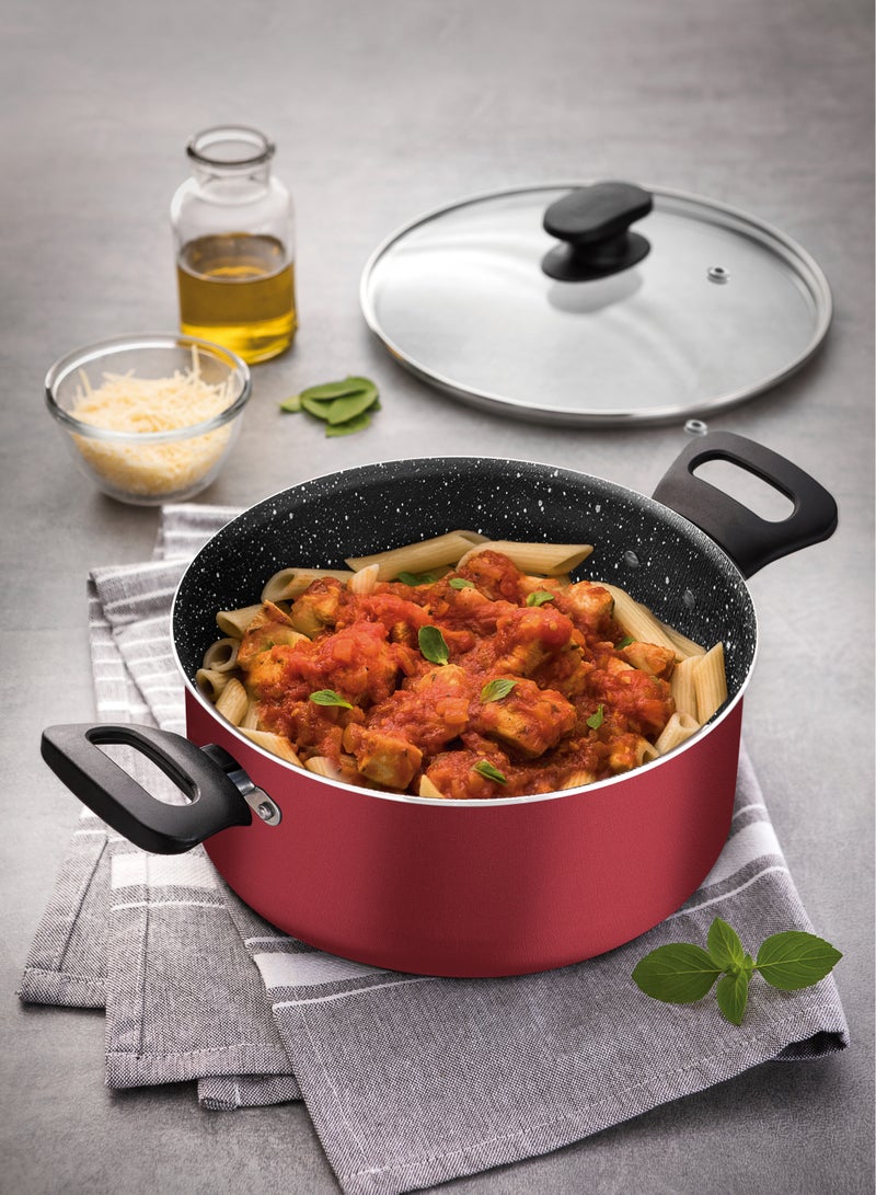 Since 1911,Made in Brazil-  7 Pieces Red Aluminum Cookware Set with Interior and Exterior Starflon Max Nonstick Coating