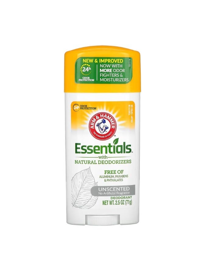 Essentials with Natural Deodorizers Deodorant Unscented 2.5 oz 71 g