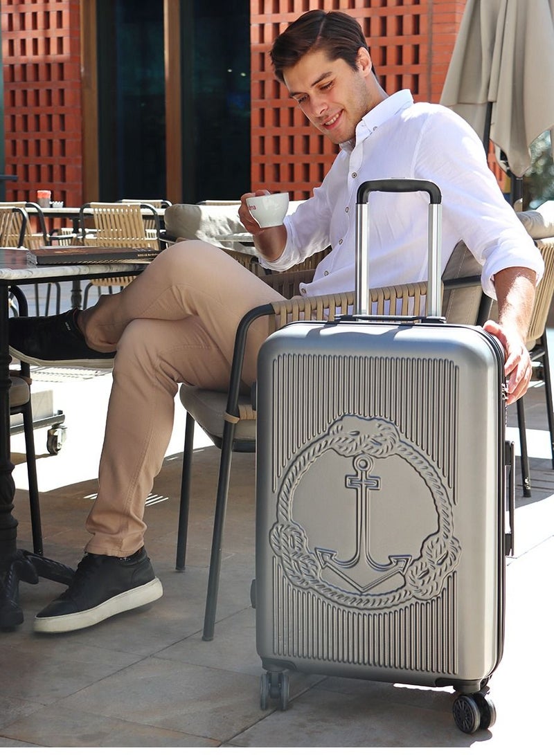 Biggdesign Lightweight Ocean Design Carry On Luggage with Spinner Wheel and Lock System Gray 24-Inch