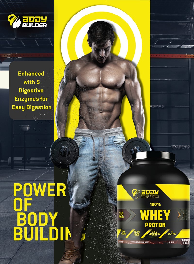 Body Builder 100% whey protein - Cookies Cream- 2lb, Elite Whey Protein Blend for Optimal Muscle Growth and Recovery, Rich in BCAAs, Glutamine and Digestive Enzymes, perfect post workout fuel