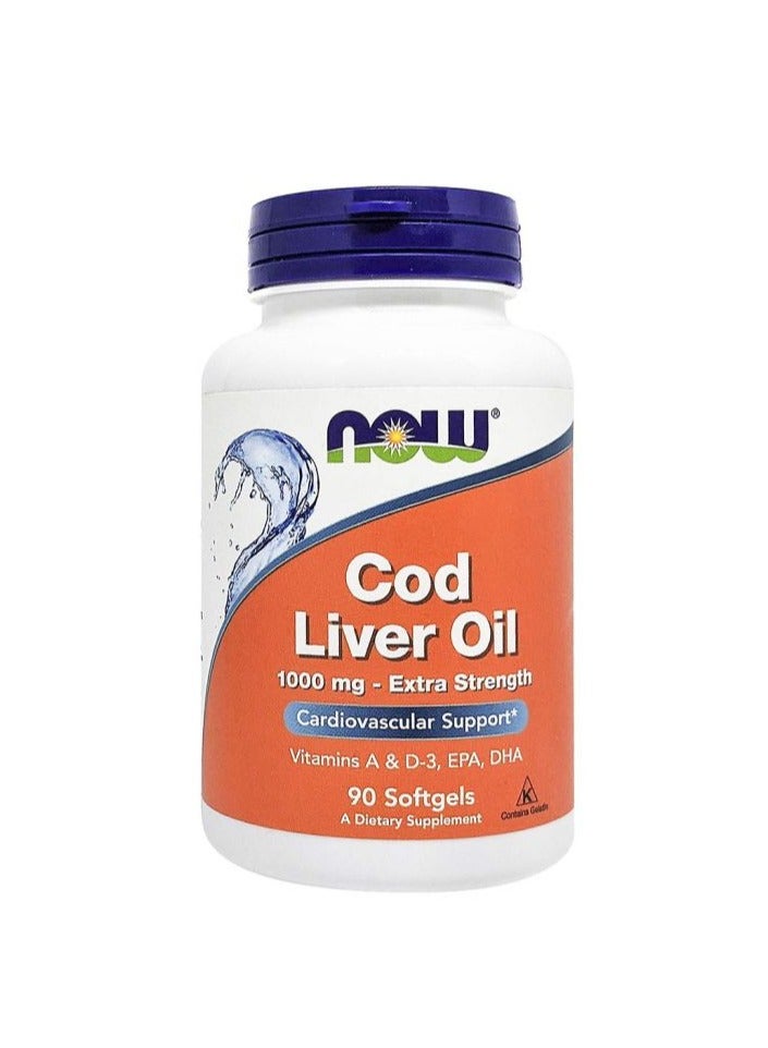 Extra Strength 1000mg Cod Liver Oil Softgels For Cardiovascular Support, Pack of 90's