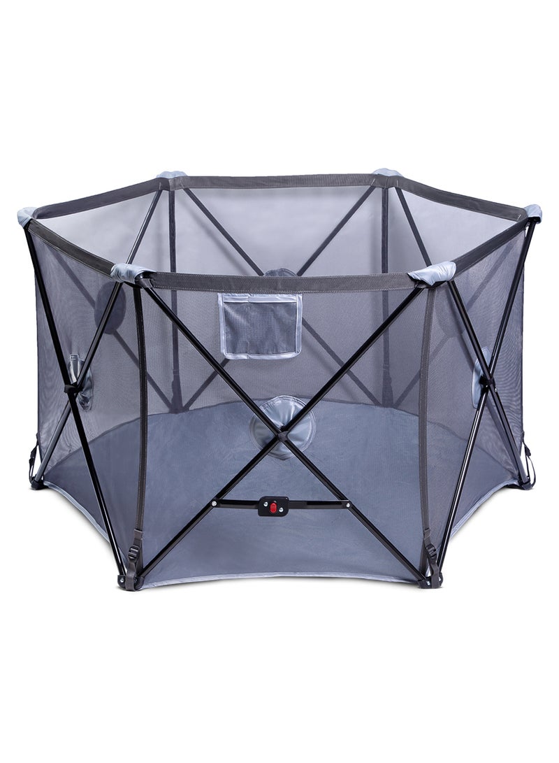 Pop N Play Foldable Playard, Easy And Compact Fold - Grey