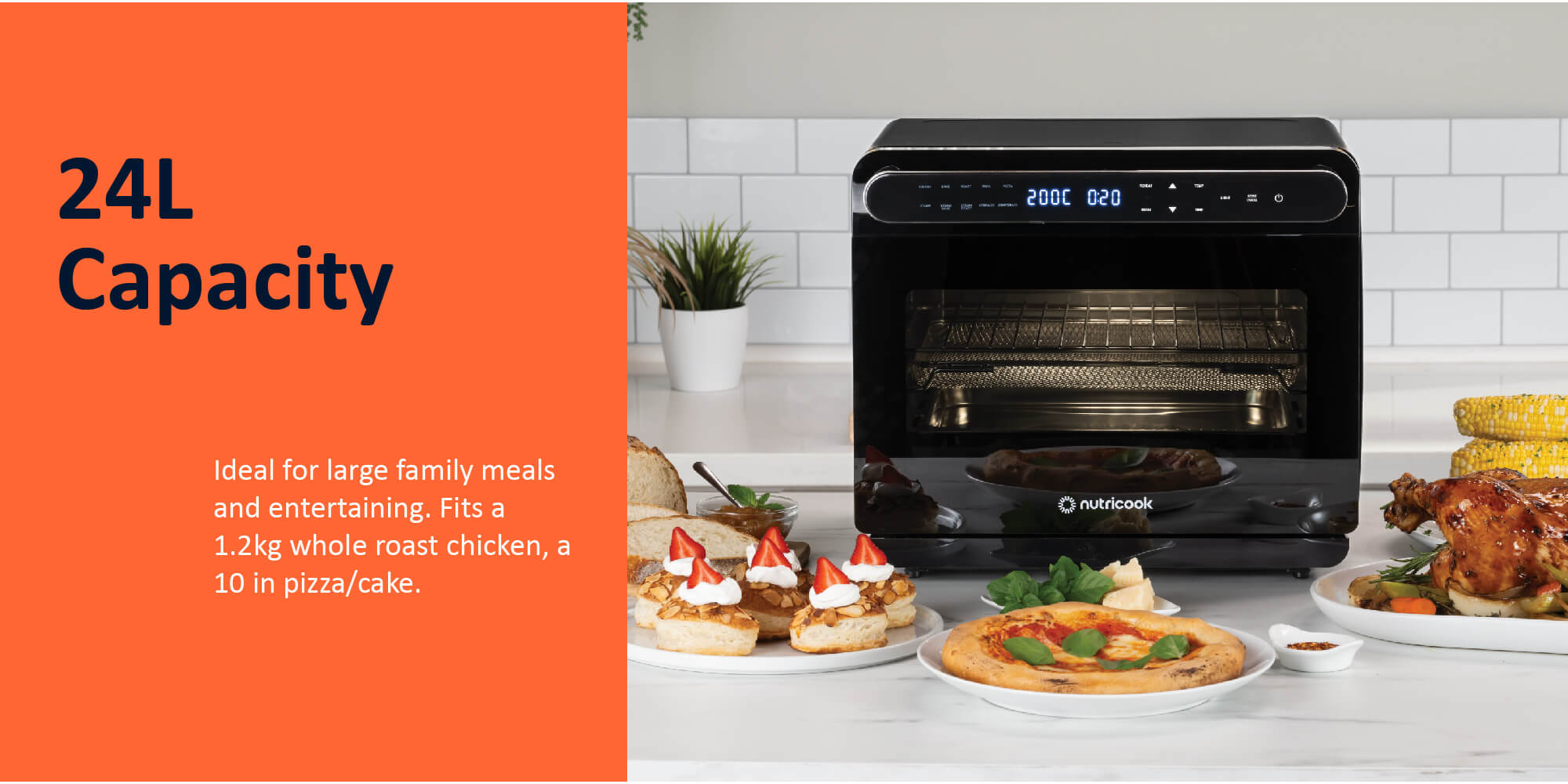 Steam Air Fryer Oven 11 In 1 Functions Steam Convection Real Steam Technology 24 L 1600 W ST01 Black