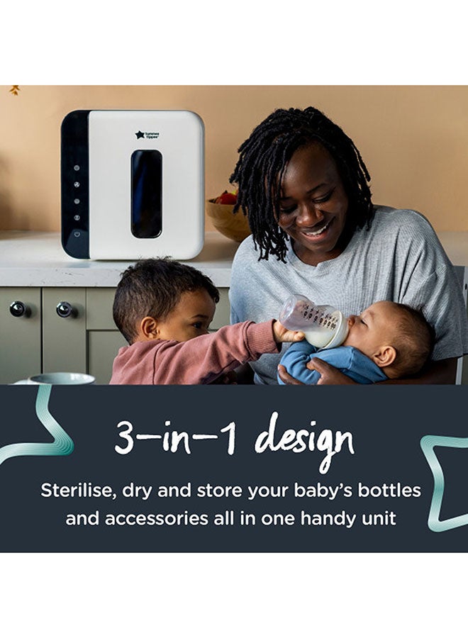 UV 3-in-1 Sterilizer And Dryer For Baby Bottles Accessories, Kills 99.9% Of Bacteria And Viruses, Steam And Water Free, White