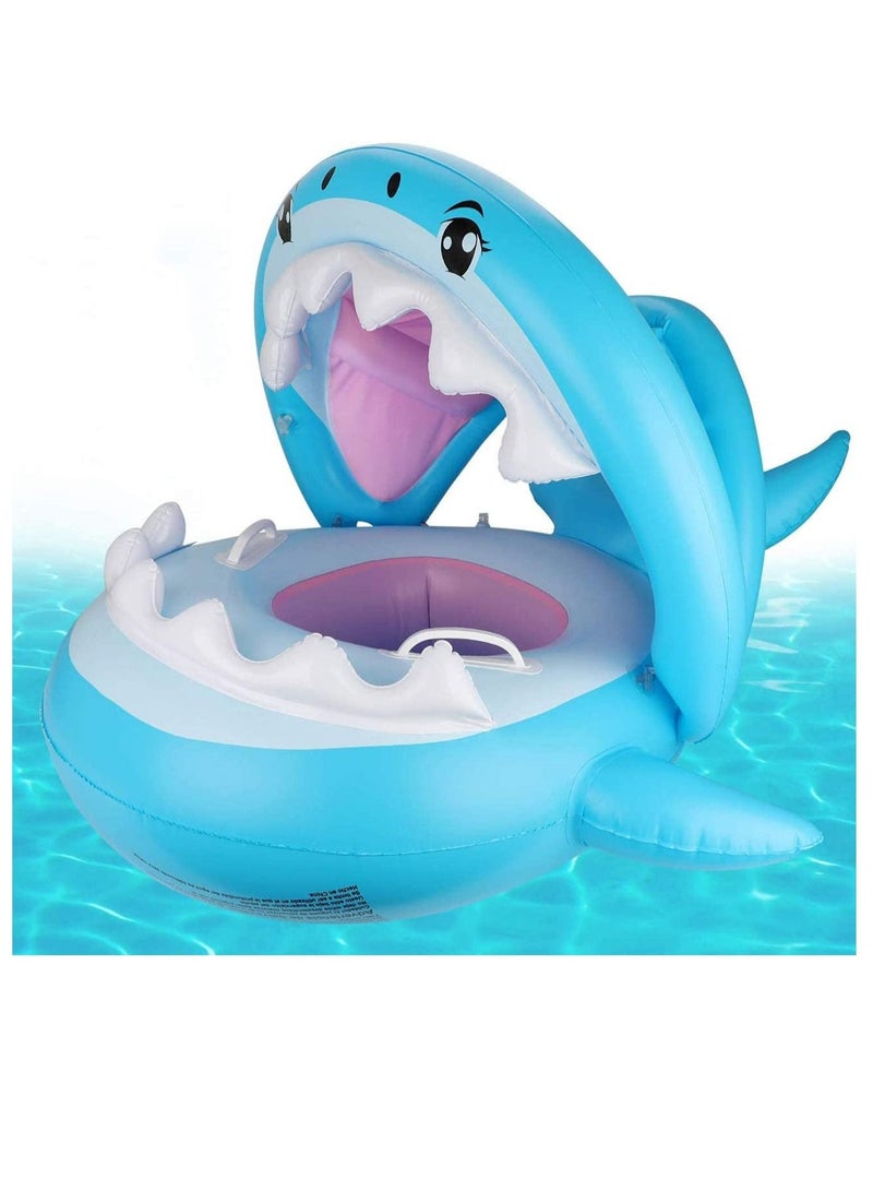 Airbags Floating Inflatable Swimming Float Baby Ring Pool with Canopy Floatie Swim for Kids Aged 9-36 Months