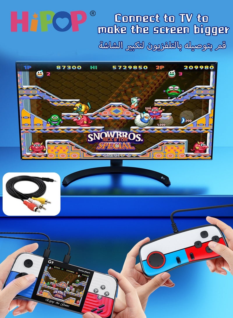 666 In 1 Handheld Game Console with one Gamepads,3-Inch HD Screen Retro Games,G9 Model Handheld Game Console for Kids
