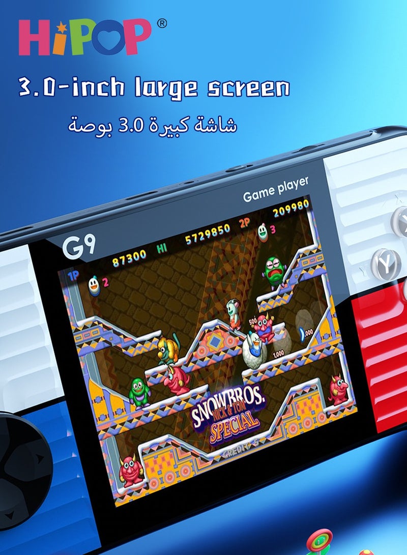 666 In 1 Handheld Game Console with one Gamepads,3-Inch HD Screen Retro Games,G9 Model Handheld Game Console for Kids