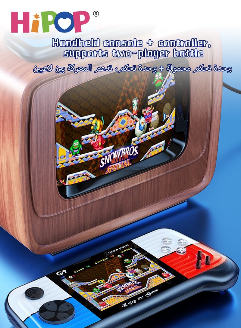 666 In 1 Handheld Game Console with one Gamepads,3-Inch HD Screen Retro Games,G9 Model Handheld Game Console for Kids