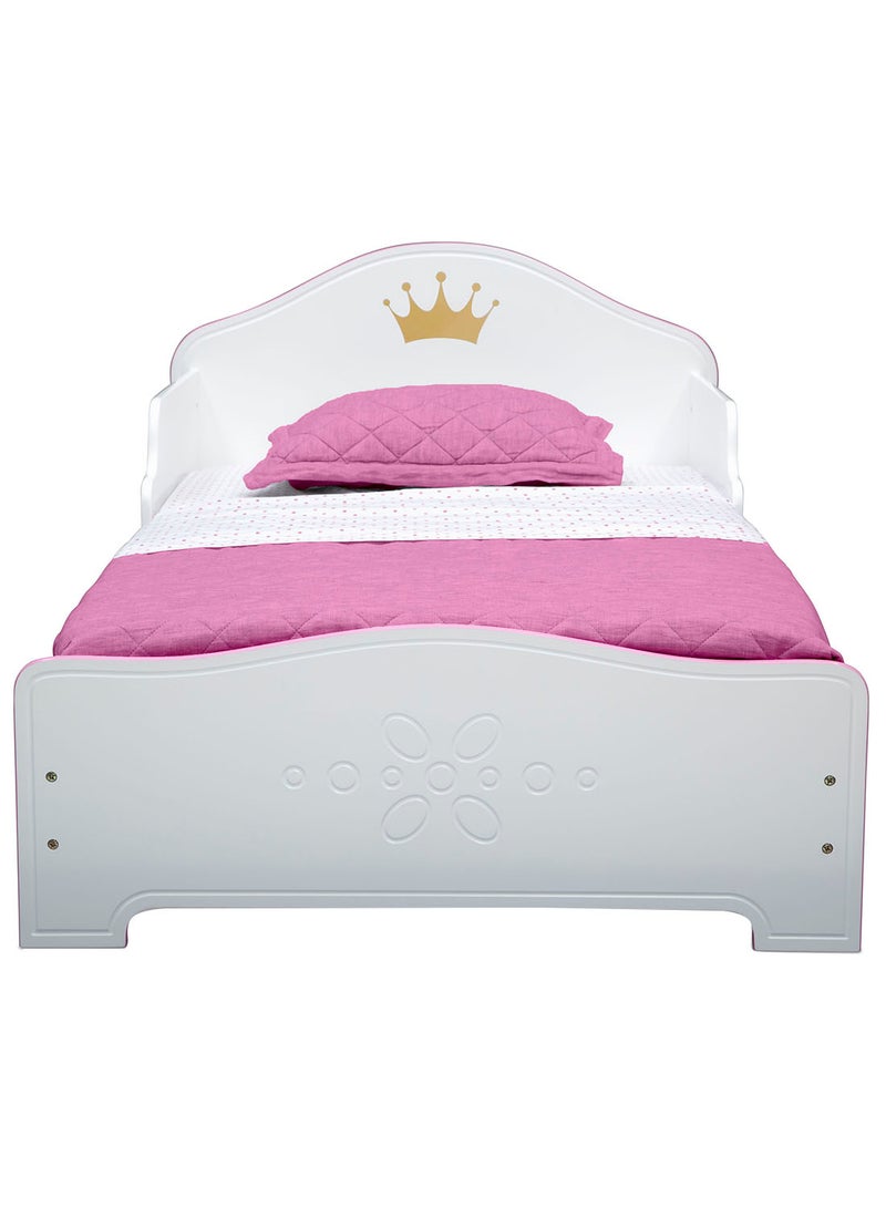 Princess Crown Wood Toddler Bed White