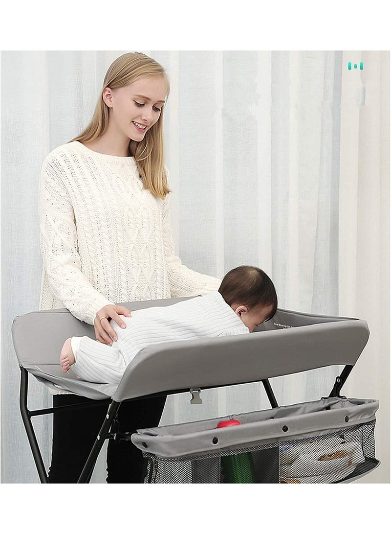 Foldable Baby Changing Table With Wheels And Storage Bag