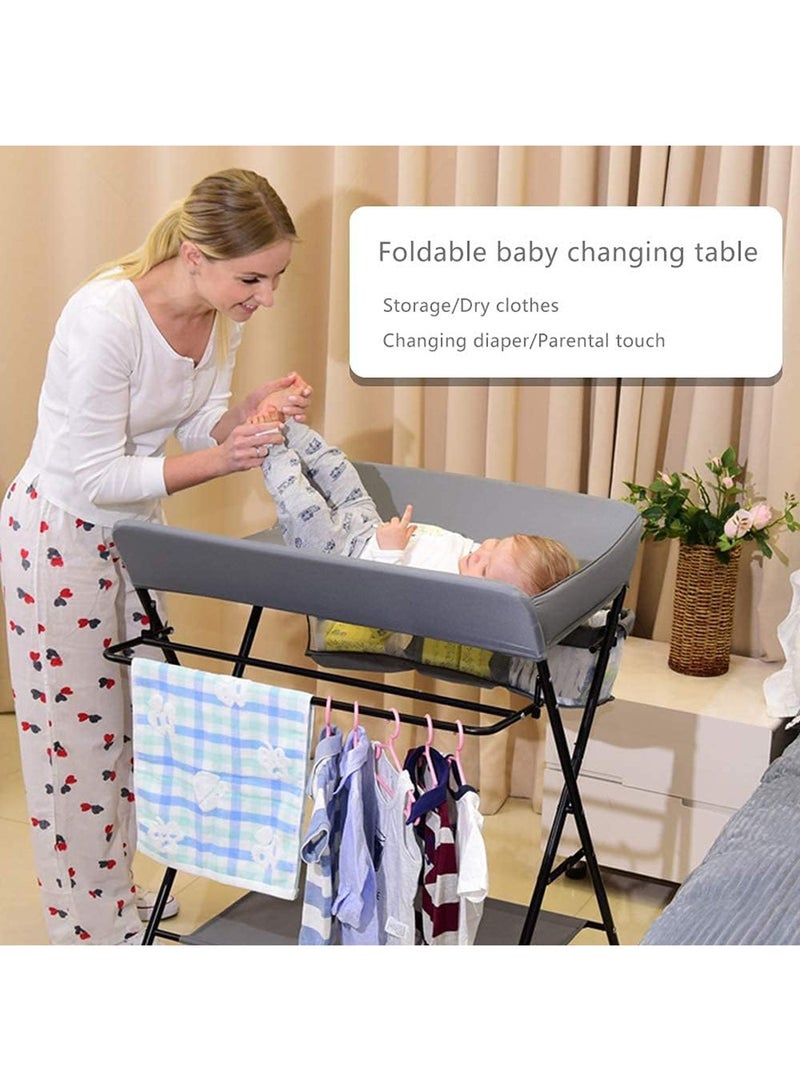 Foldable Baby Changing Table With Wheels And Storage Bag