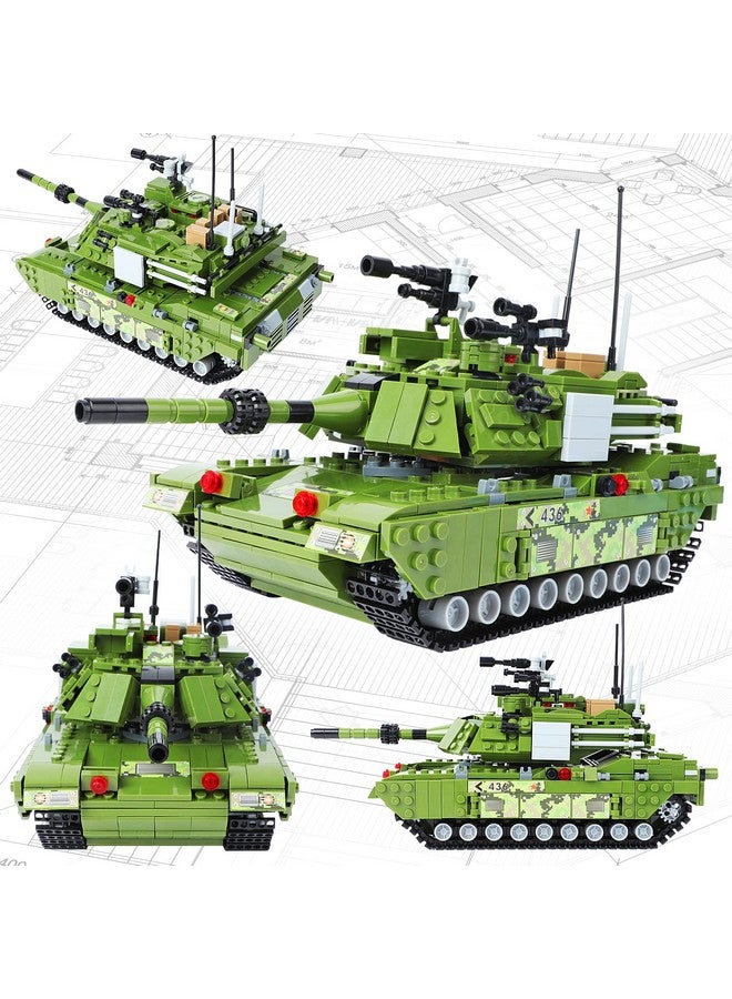 City Military Tank Army Building Block Sets 6 In 1 Armored Vehicles With Airplane & Boat T90 Military Tank Toy For Boys Age 6+ Prefect Gift For Kids And Adult (952Pcs)