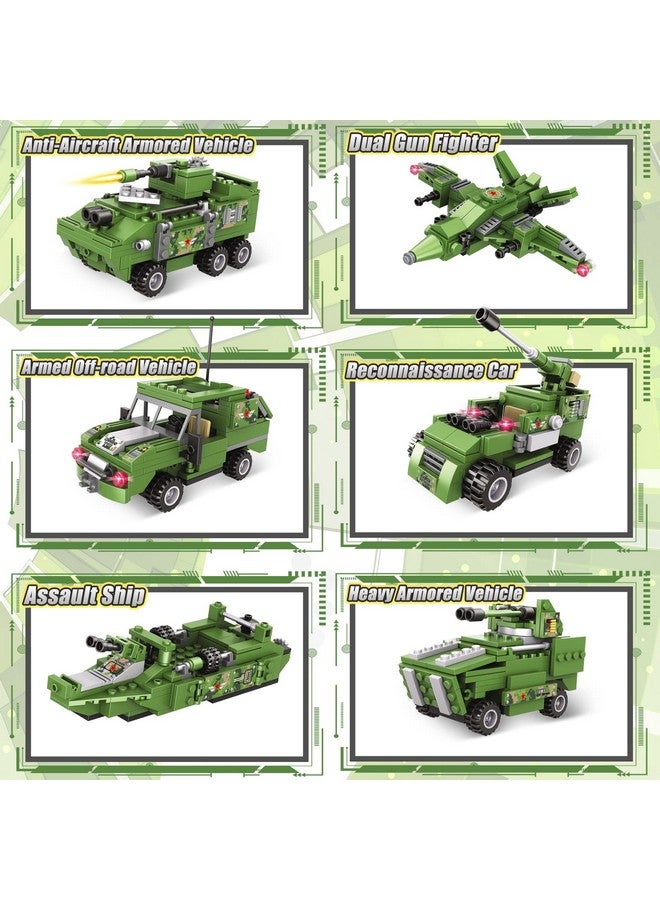 City Military Tank Army Building Block Sets 6 In 1 Armored Vehicles With Airplane & Boat T90 Military Tank Toy For Boys Age 6+ Prefect Gift For Kids And Adult (952Pcs)