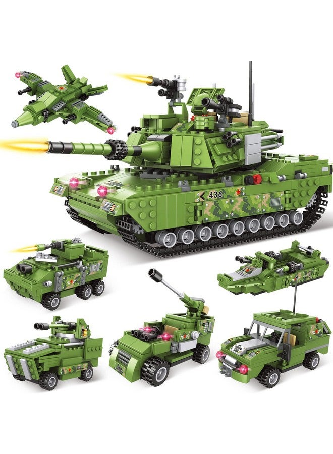 City Military Tank Army Building Block Sets 6 In 1 Armored Vehicles With Airplane & Boat T90 Military Tank Toy For Boys Age 6+ Prefect Gift For Kids And Adult (952Pcs)