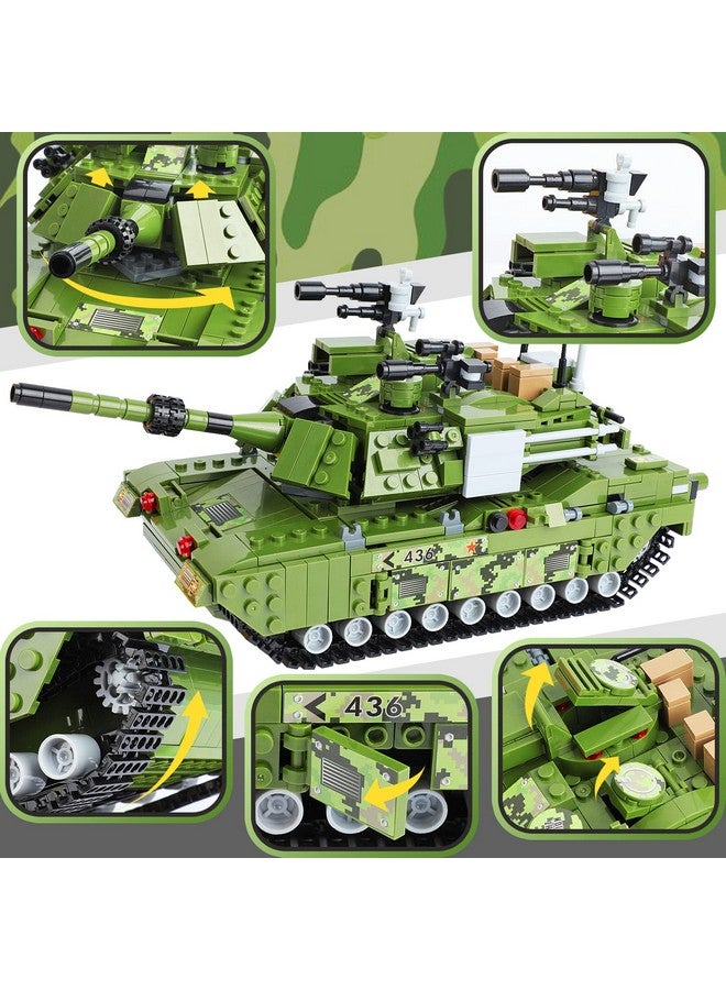 City Military Tank Army Building Block Sets 6 In 1 Armored Vehicles With Airplane & Boat T90 Military Tank Toy For Boys Age 6+ Prefect Gift For Kids And Adult (952Pcs)