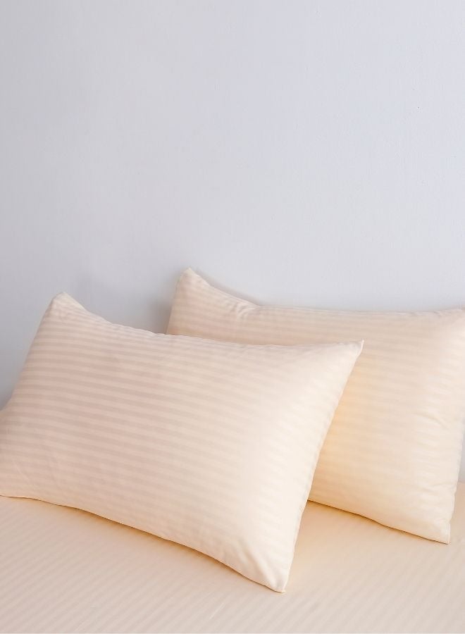 Premium King Size 6Piece Bedding Set Without Filling Cream  Satin Striped Design