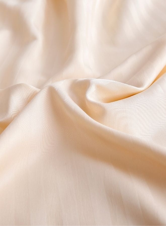 Premium King Size 6Piece Bedding Set Without Filling Cream  Satin Striped Design