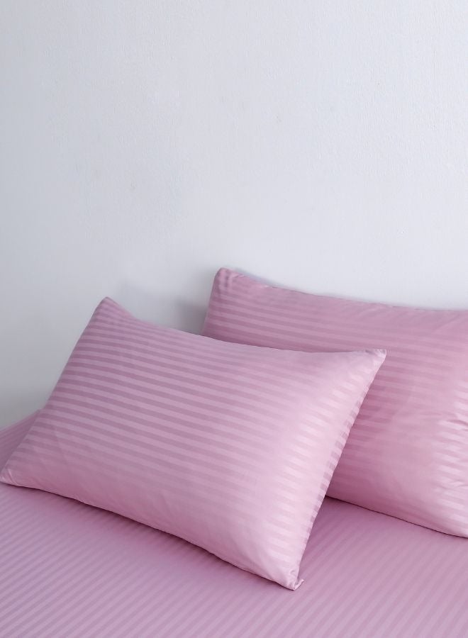 Premium King Size 6Piece Bedding Set Without Filling Violet Satin Stripes Design
