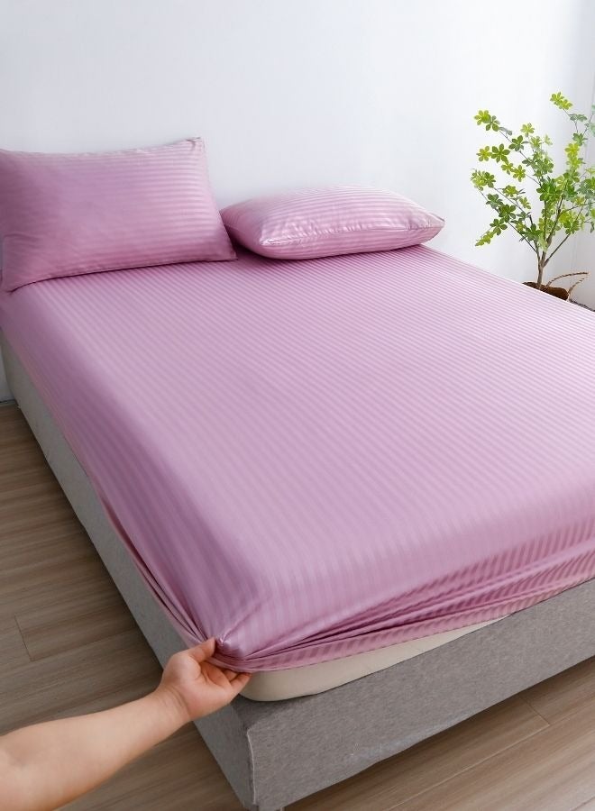 Premium King Size 6Piece Bedding Set Without Filling Violet Satin Stripes Design