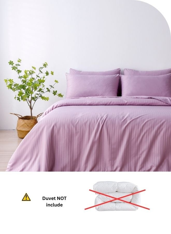 Premium King Size 6Piece Bedding Set Without Filling Violet Satin Stripes Design