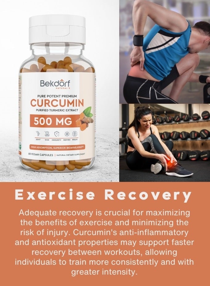 Curcumin- Pure Turmeric Extracts Superior Absorption, Ultra Premium Quality with 95% Curcuminoids for Healthy Inflammatory Response, Immunity, Liver & Joint Health - 60 Veg Caps