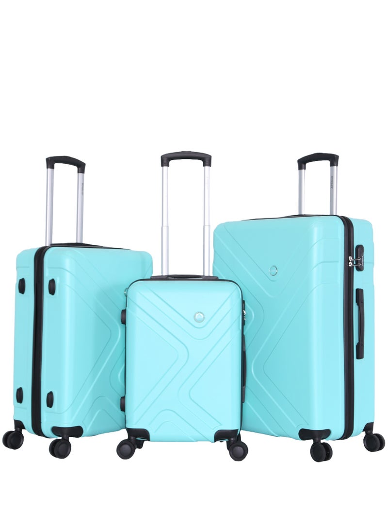 3 Piece ABS Hard side Trolley Luggage Set Spinner Wheels with Number Lock