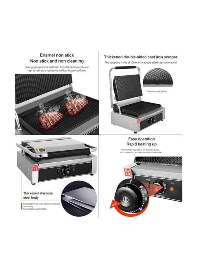 Cast-Iron Double Panini Press | Dual Contact Grill | Adjustable Hinge | Even Heat Distribution | [AL KHAYAM]