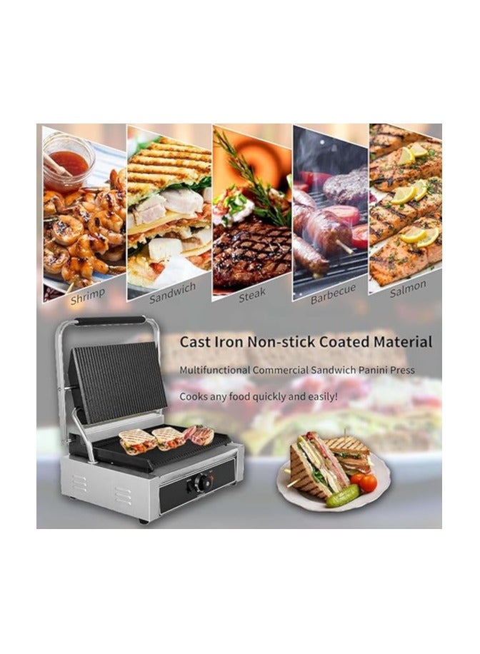 Cast-Iron Double Panini Press | Dual Contact Grill | Adjustable Hinge | Even Heat Distribution | [AL KHAYAM]