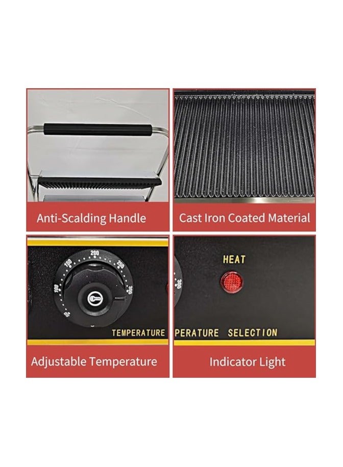 Cast-Iron Double Panini Press | Dual Contact Grill | Adjustable Hinge | Even Heat Distribution | [AL KHAYAM]