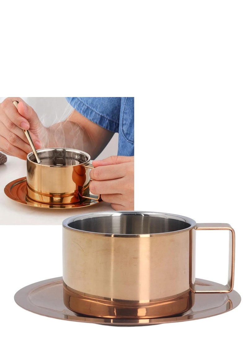 3-piece European-style Double-layer Low-dish Coffee Cup With Spoon