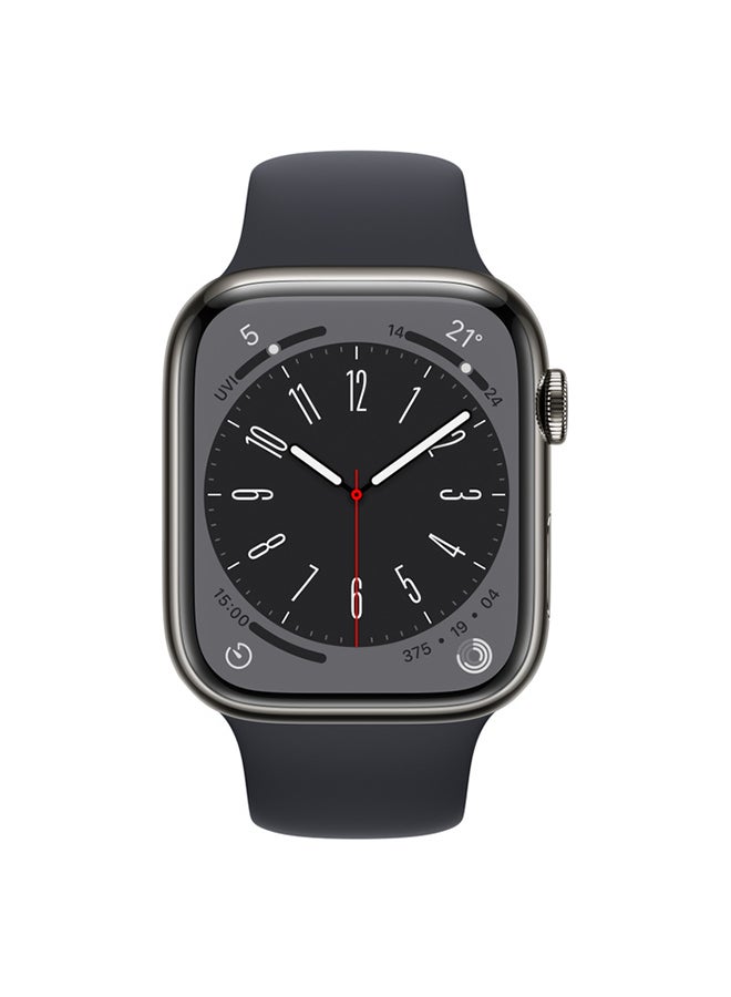 Watch Series 8 GPS + Cellular 45mm Stainless Steel Case With Midnight Sport Band