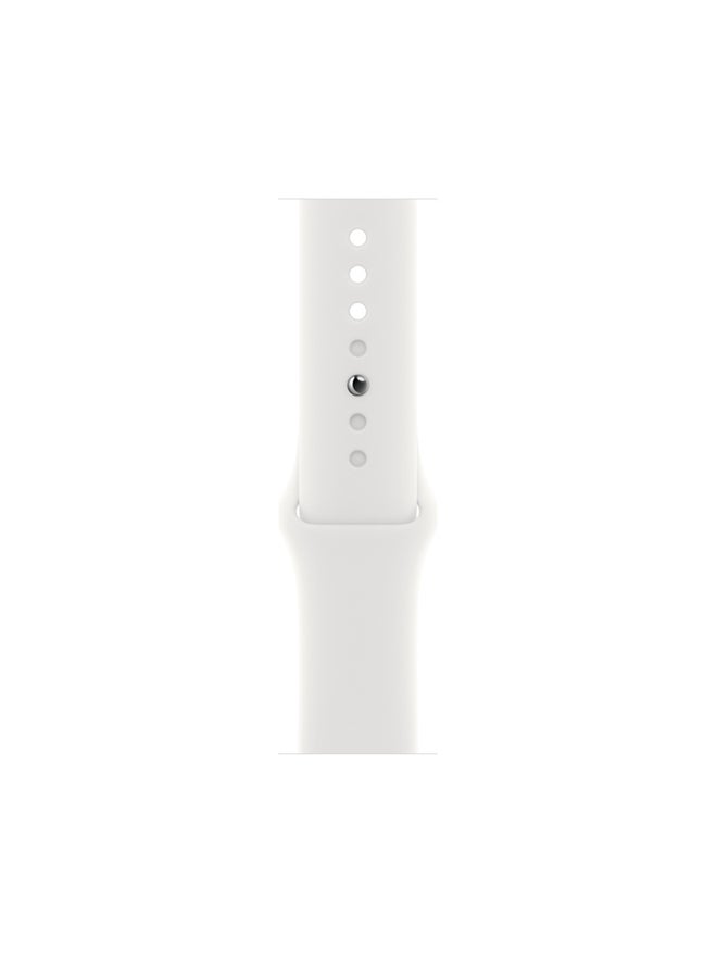 Watch Series 8 GPS + Cellular 41mm Silver Stainless Steel Case With White Sport Band