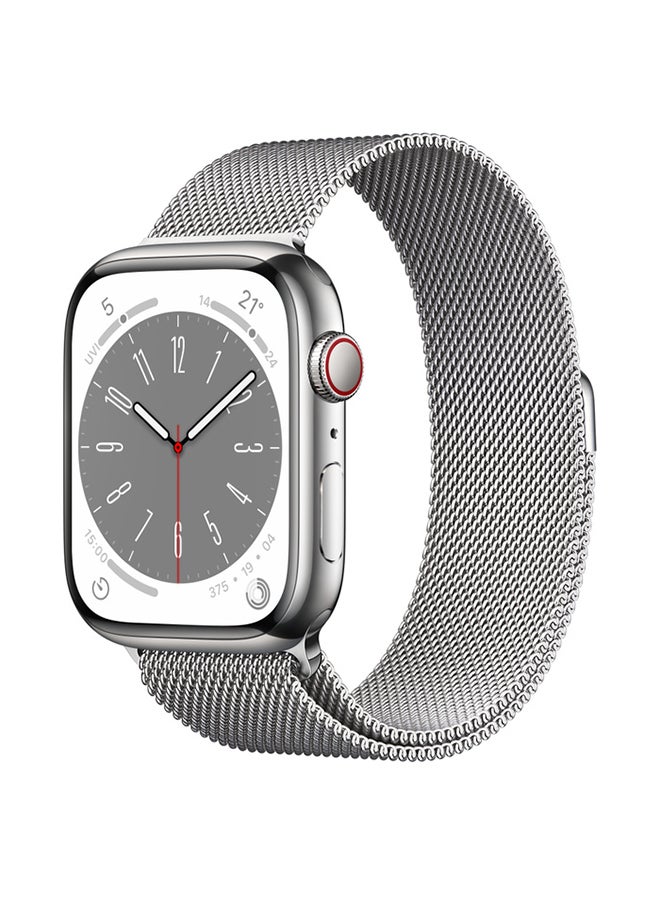 Watch Series 8 GPS + Cellular 45mm Stainless Steel Case With Silver Milanese Loop