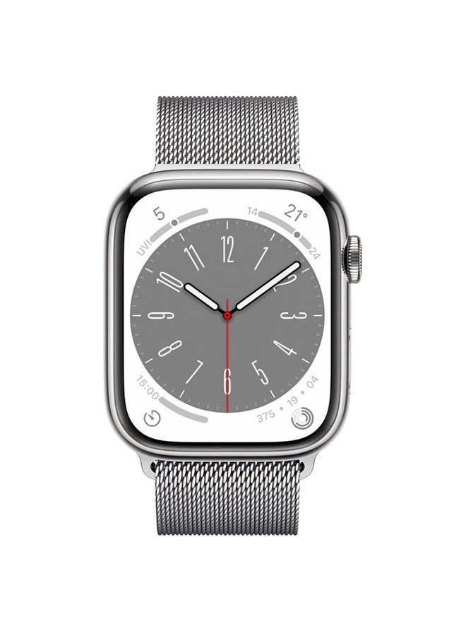 Watch Series 8 GPS + Cellular 45mm Stainless Steel Case With Silver Milanese Loop