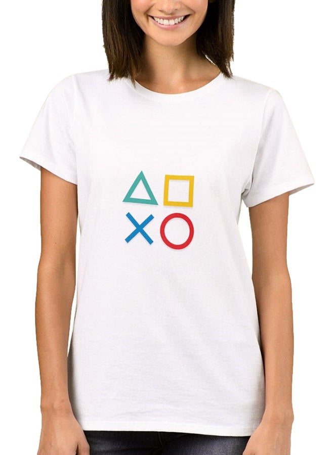 PlayStation Buttons Print Short Sleeve T-Shirt White