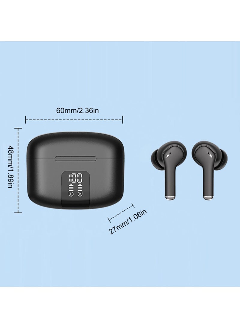 Vibez X70 Wireless Earphones 13mm Driver 20 Hours playtime, 4 Mics ENC Call Noise Reduction with LED Power Display Charging Case Bluetooth 5.3 IPX5 Waterproof Ultra Light and Ergonomics for Sport