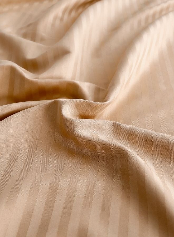Premium king size 6-piece bedding set without filling.  Gold color, satin striped design.