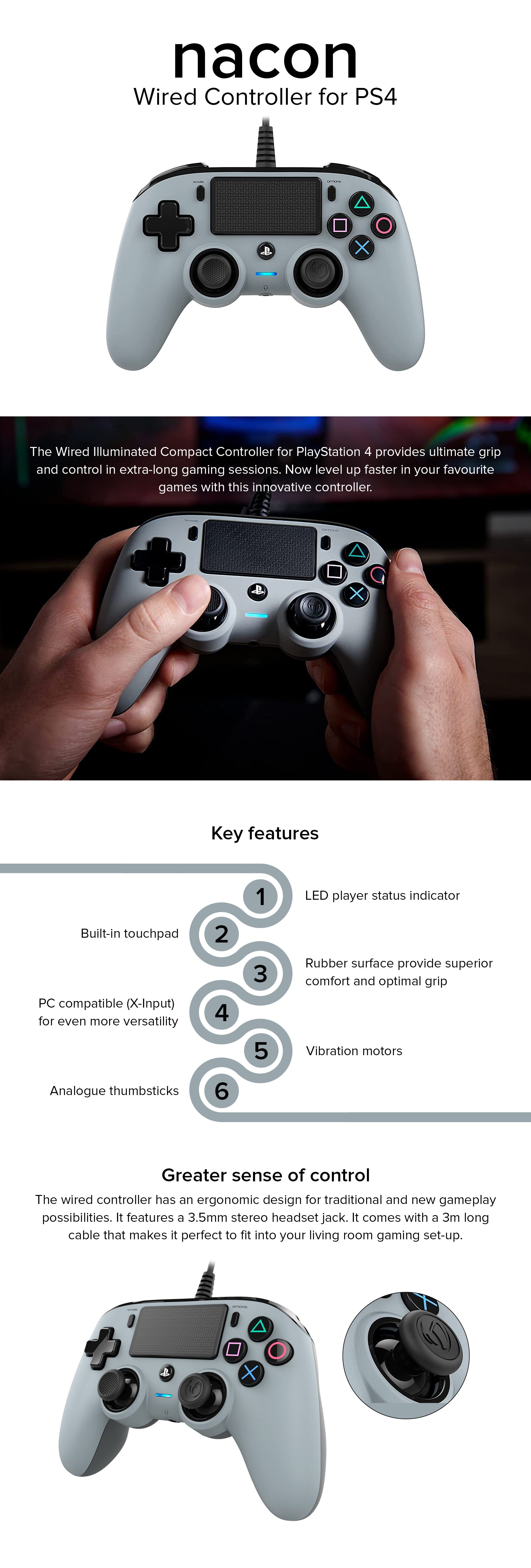 Wired Compact Controller for PlayStation 4 - Grey