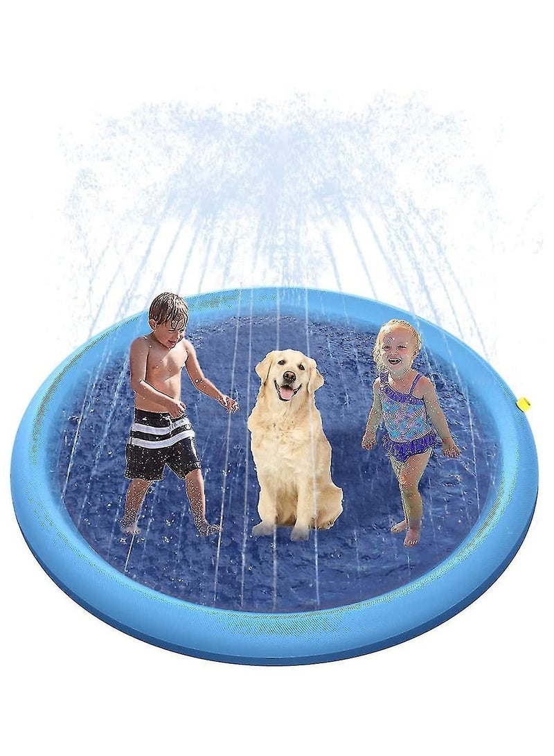 Splash Pad 66 Inches Outdoor Sprinkler Play Mat Portable Inflatable Water Toy Anti-Slip Summer Wading Pool For Dogs Pets Kids