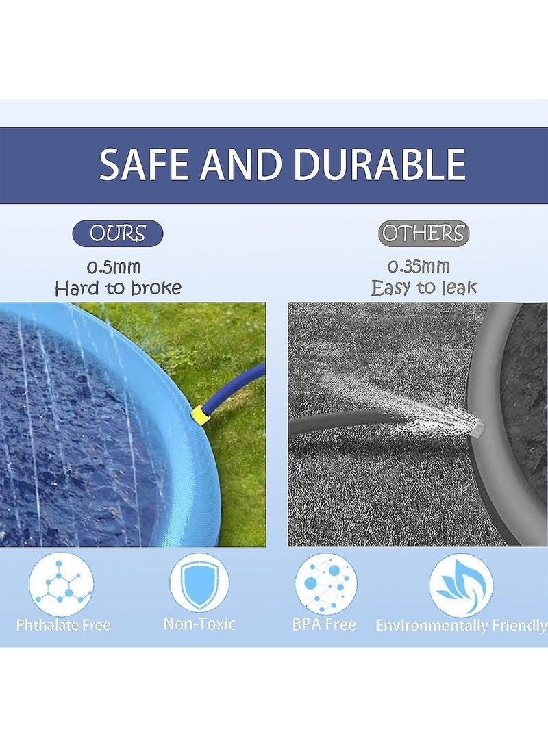 Splash Pad 66 Inches Outdoor Sprinkler Play Mat Portable Inflatable Water Toy Anti-Slip Summer Wading Pool For Dogs Pets Kids