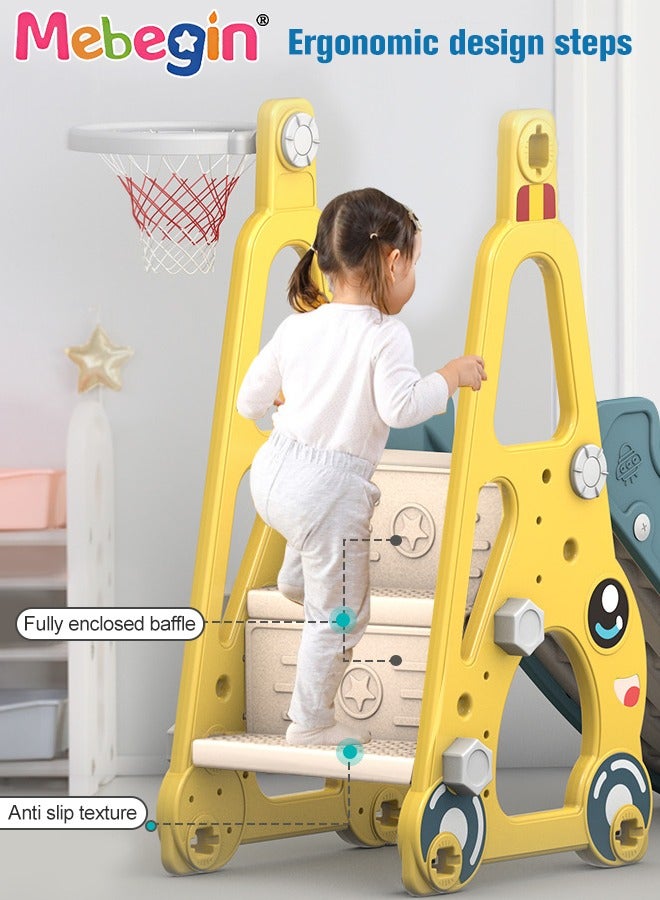 7 in 1 Slide and Swing Set with Basketball Hoop, Golf, Soccer and Ring Toss Games, Baby Slide Playset, Large Indoor and Outdoor Climber Playsets, Complete Playground Set, Constructed from High-quality Materials, Ideal Gift for Toddlers