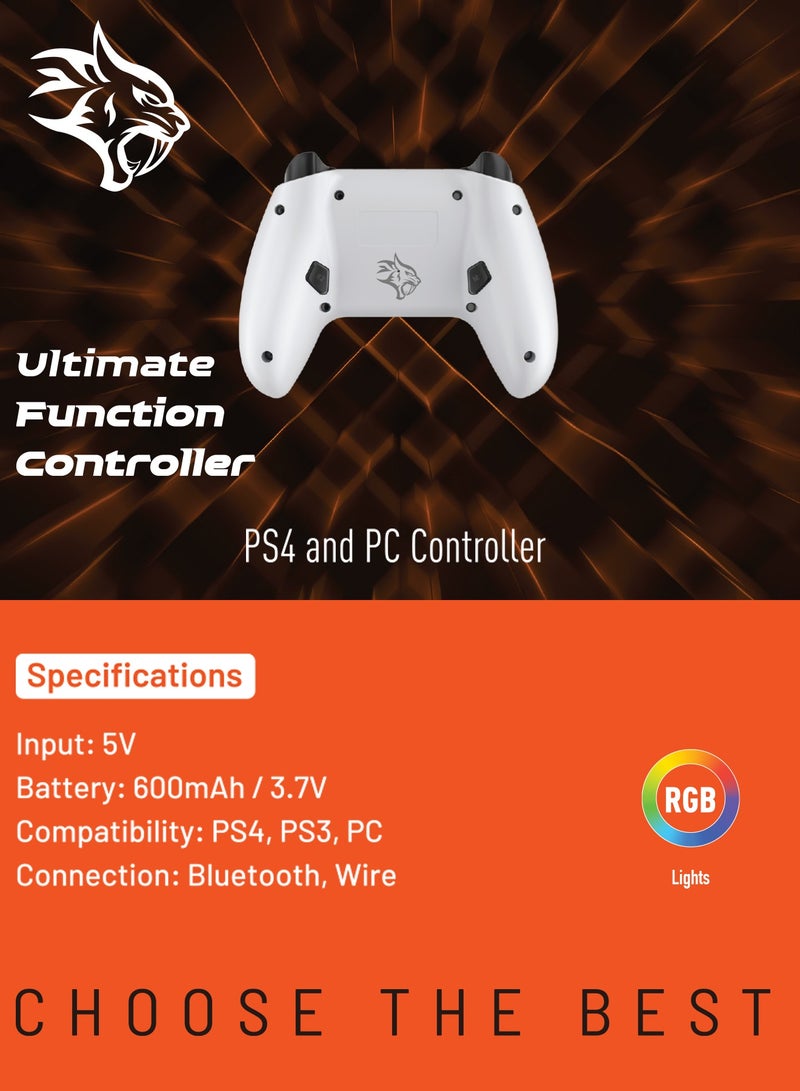 Gaming PS4 Gamepad Controller 600mAh - White/Black