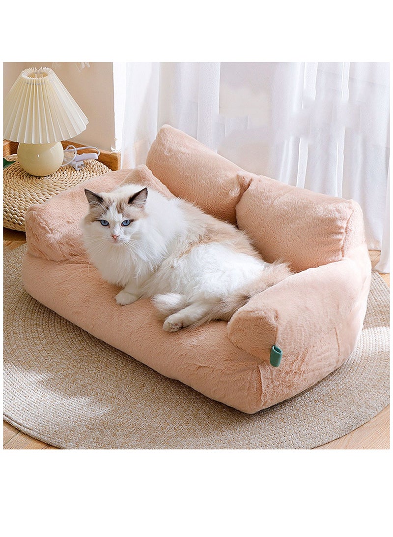 Pet Couch Bed, Washable Cat Beds for Medium Small Dogs & Cats up to 25 lbs, Durable Dog Beds with Non-Slip Bottom, Fluffy Cat Couch