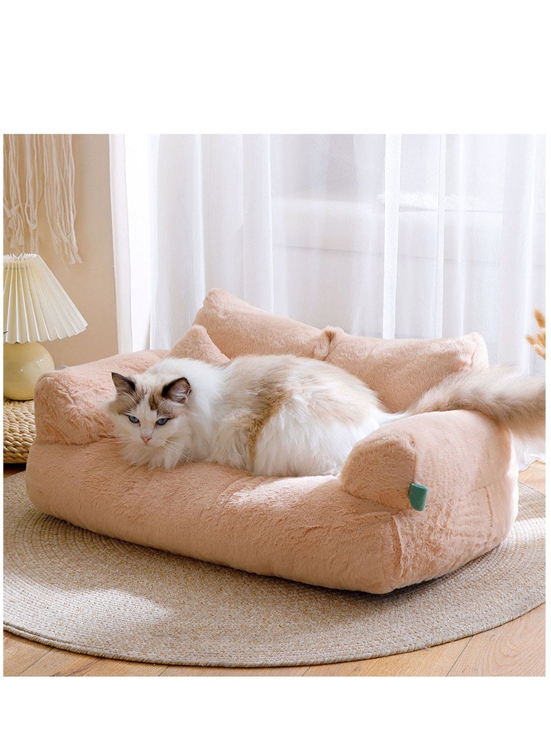 Pet Couch Bed, Washable Cat Beds for Medium Small Dogs & Cats up to 25 lbs, Durable Dog Beds with Non-Slip Bottom, Fluffy Cat Couch