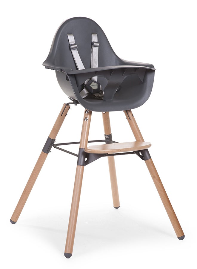 Evolu One 80° High Chair, 2 In 1 Baby High Chair With 180° Swivel, Portable High Chair, Adjustable Height Baby High Chair, Sleek Modern High Chair With Beechwood Legs, Anthracite